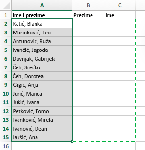 Select the cells where you want to paste your split cells