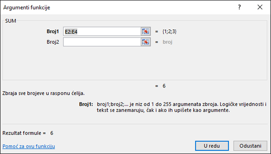 Čarobnjak za funkcije programa Excel