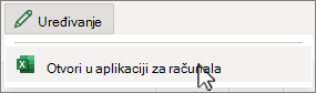 Snimka zaslona pri otvaranju aplikacije Excel za stolna računala