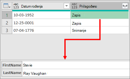 Proširivanje zapisa Složeni stupac