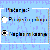 Primjer kontrole gumba mogućnosti na alatnoj traci obrasca