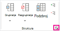U grupi Struktura kliknite pokretač dijaloškog okvira.