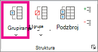 Na kartici Podaci kliknite Grupiranje.
