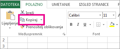 Na kartici Polazno kliknite Kopiraj.