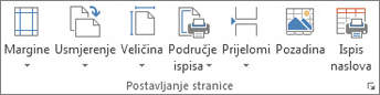 Grupa Postavljanje stranice na kartici Izgled stranice