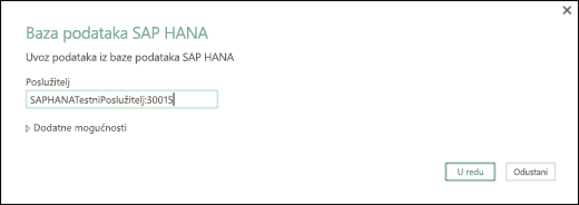 Dijaloški okvir Baza podataka SAP HANA