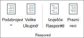 Slika vrpce programa Excel