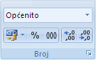 Slika vrpce programa Excel