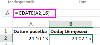 Dodajte mjesece datumu pomoću formule EDATE