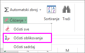 uklanjanje oblikovanja pomoću gumba Očisti oblikovanje