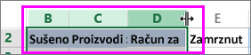Promjena širine više stupaca