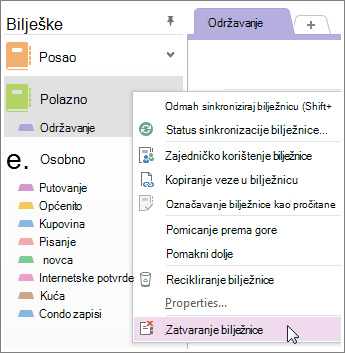 Ako je više ne trebate koristiti, možete zatvoriti bilježnicu.