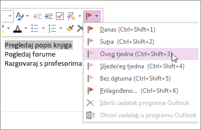 Možete stvoriti zadatak koji ćete pratiti u programu Outlook.