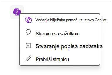 Pristup značajci Copilot na radnom području u programu OneNote