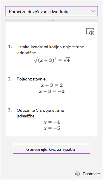 Solution steps in the Math Assistant task pane