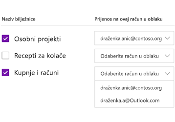 Prijenos bilježnica na račun u oblaku