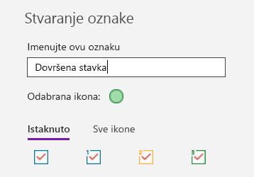 Stvaranje prilagođenih oznaka u aplikaciji OneNote za Windows 10
