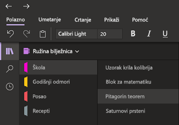 Tamni način rada u programu OneNote za Windows 10