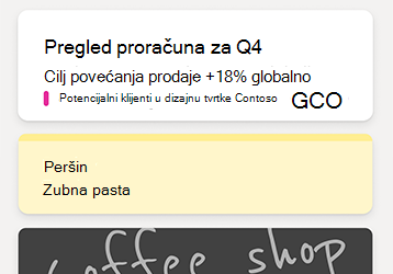 Ogledne bilješke u sažetku sadržaja programa OneNote