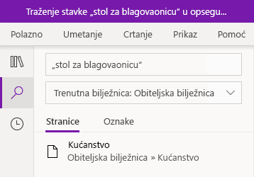 Traženje tekstnog izraza u aplikaciji OneNote za Windows 10