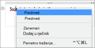 Pritisnite Control i kliknite podcrtanu riječ da biste provjerili pravopisnu pogrešku.