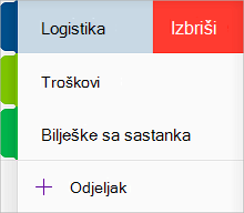 Brisanje sekcije u aplikaciji OneNote za iOS