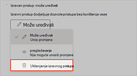 OneNote screenshot showing how to remove direct sharing access