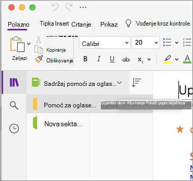 Prikaz popisa bilježnica