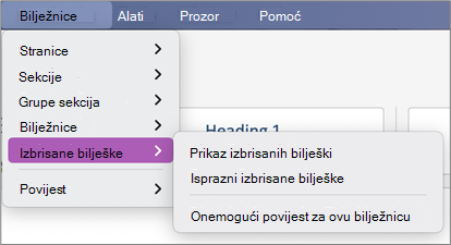 Prikaz izbrisanih bilježnica >> Prikaz izbrisanih bilježaka
