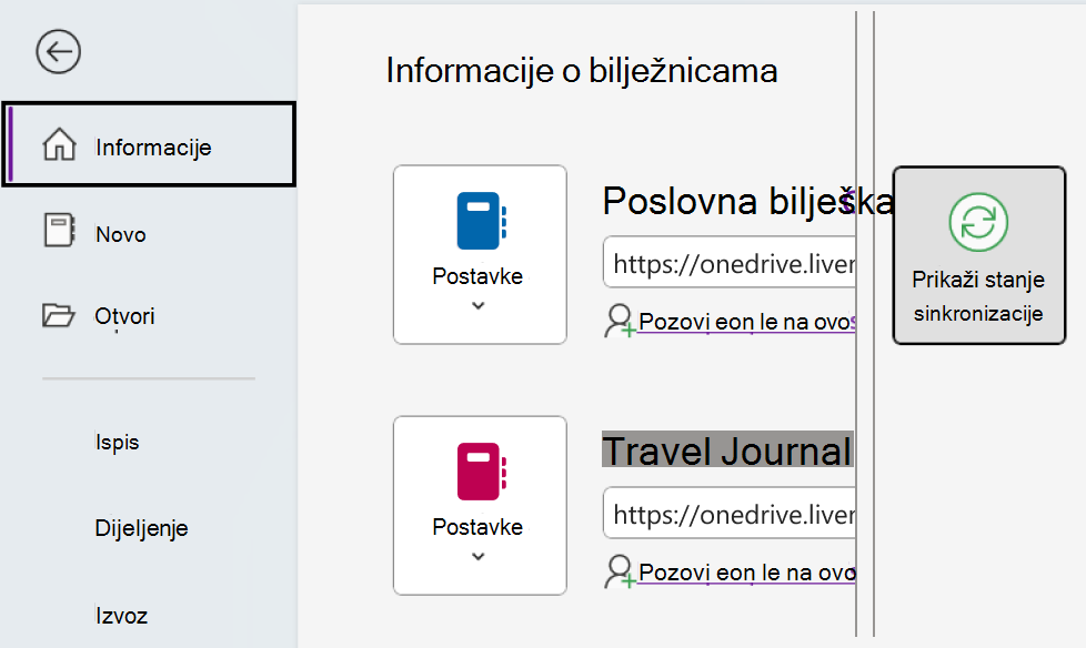 Pogledajte status sinkronizacije za OneNote u sustavu Windows.