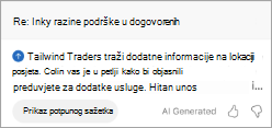 Prikazuje sažetak u programu Outlook. Ispod sažetka nalazi se gumb na kojem piše Pogledajte cijeli sažetak.