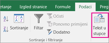 Odabir podataka > Tekst u stupce
