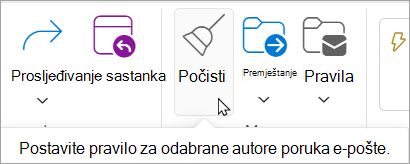 Na vrpci odaberite Počisti