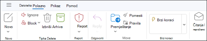 Vrpca u novom programu Outlook za Windows