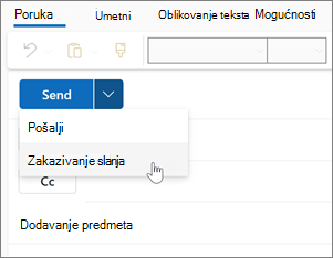 Korištenje rasporeda slanja u novom programu Outlook za Windows