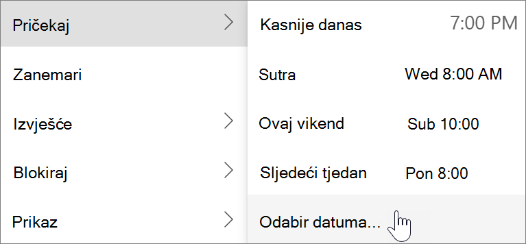 Korištenje mogućnosti Odgodi u novom programu Outlook za Windows