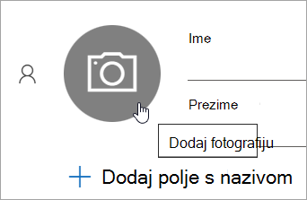 Snimka zaslona na kojoj se prikazuje mogućnost dodavanja fotografije za kontakt