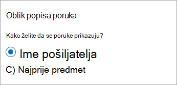 Novi oblik popisa poruka u programu Outlook