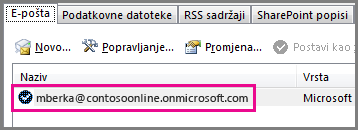 Račun u dijaloškom okviru Postavke računa u programu Outlook 2013