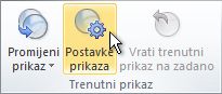 Naredba Postavke prikaza na vrpci