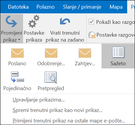 Odaberite Promijeni prikaz da biste odabrali novi prikaz.