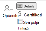 Snimka zaslona s ikonom Pojedinosti za unos dodatnih podataka za kontakt.