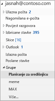 Na lijevoj navigacijskoj traci odaberite grupu (na lijevoj
