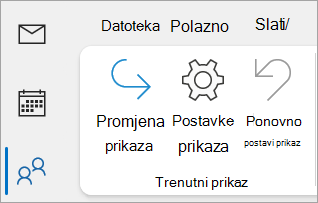 Snimka zaslona s postavkama prikaza na vrpci klasičnog programa Outlook