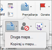 Premještanje ili kopiranje poruka iz jedne mape u drugu