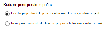 Nagomilana pošta u programu Outlook na webu