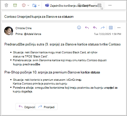 Na vrpci je odabrana ikona Više aplikacija.