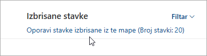 Snimka zaslona gumba za oporavak stavki izbrisanih iz ove mape 