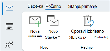 Odaberite Oporavi izbrisane stavke s poslužitelja da biste vratili poruke koje se više ne nalaze u mapi Izbrisane stavke
