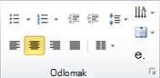 Grupa Odlomak na kartici Polazno